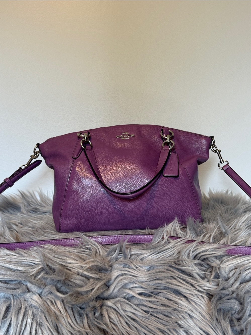 Coach Kelsey Small Satchel Purple Plum Pebbled Leather F36675